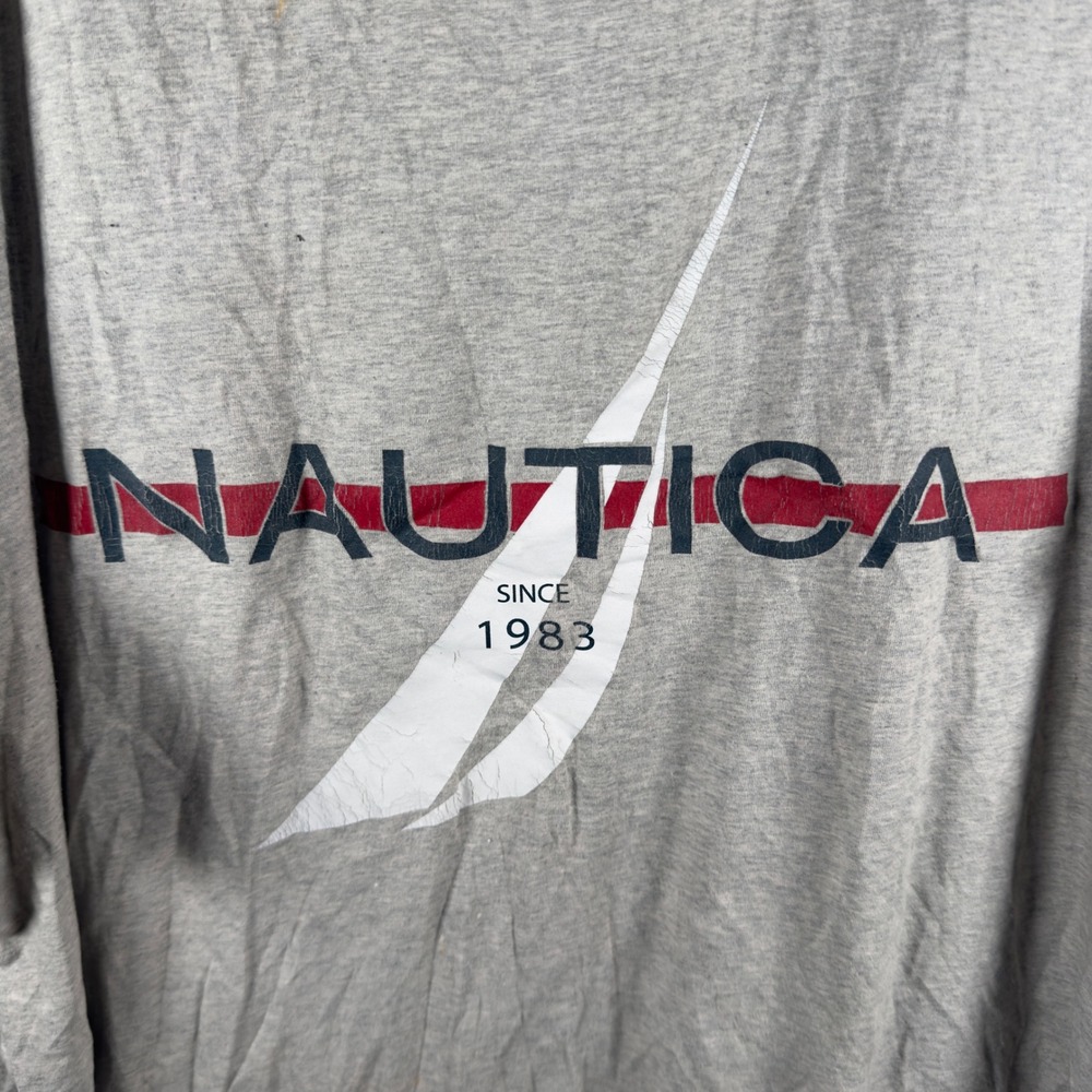 Nautica Mens Performance‎ Tee XL Heather Grey Graphic Logo Short Sleeve Shirt